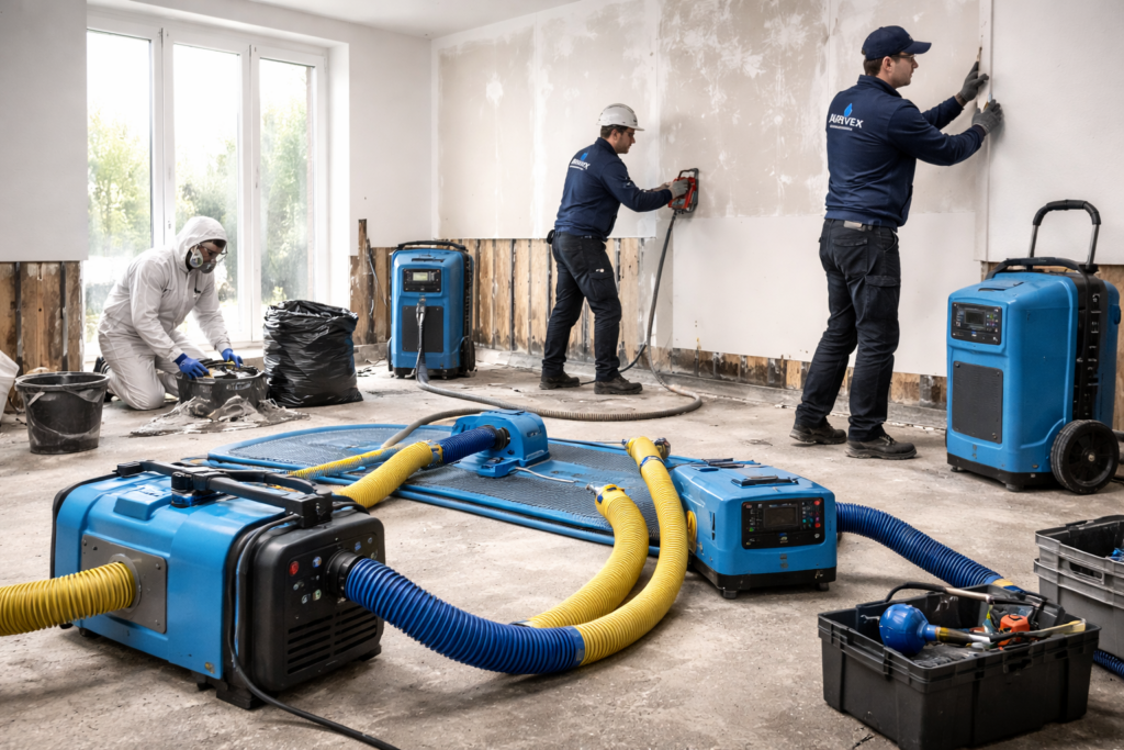 Baustelle mit Reinigungsgerät